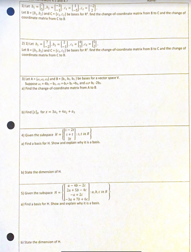  \f7) Given H = [(a,b,c):a - 3b + c = 0,b