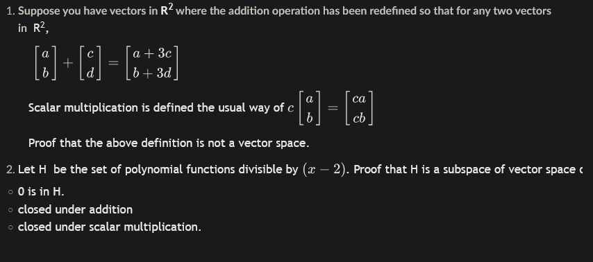 for H. Show and explain why it is a basis. b) State