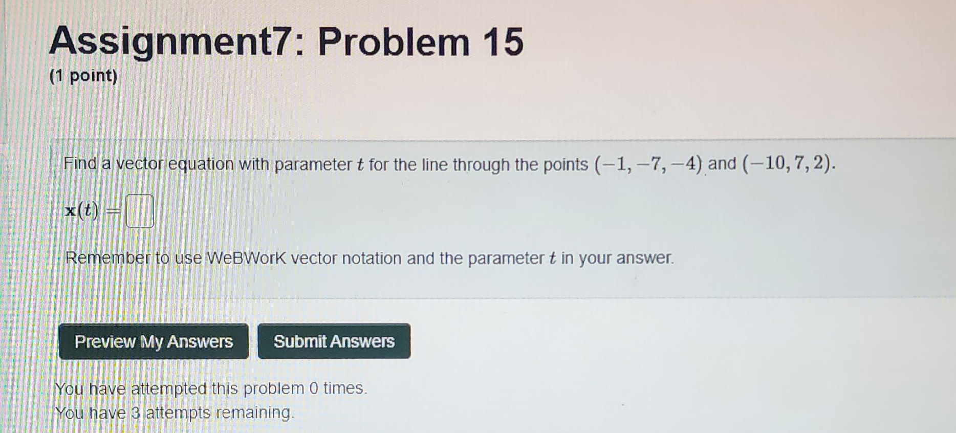 the line through the point (1, 5, -3) that is parallel to