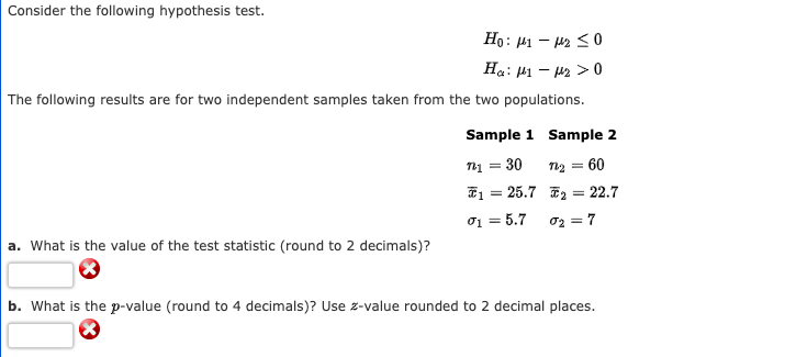 Please circle answer. Consider the following hypothesis test. Ho: /1 - /2