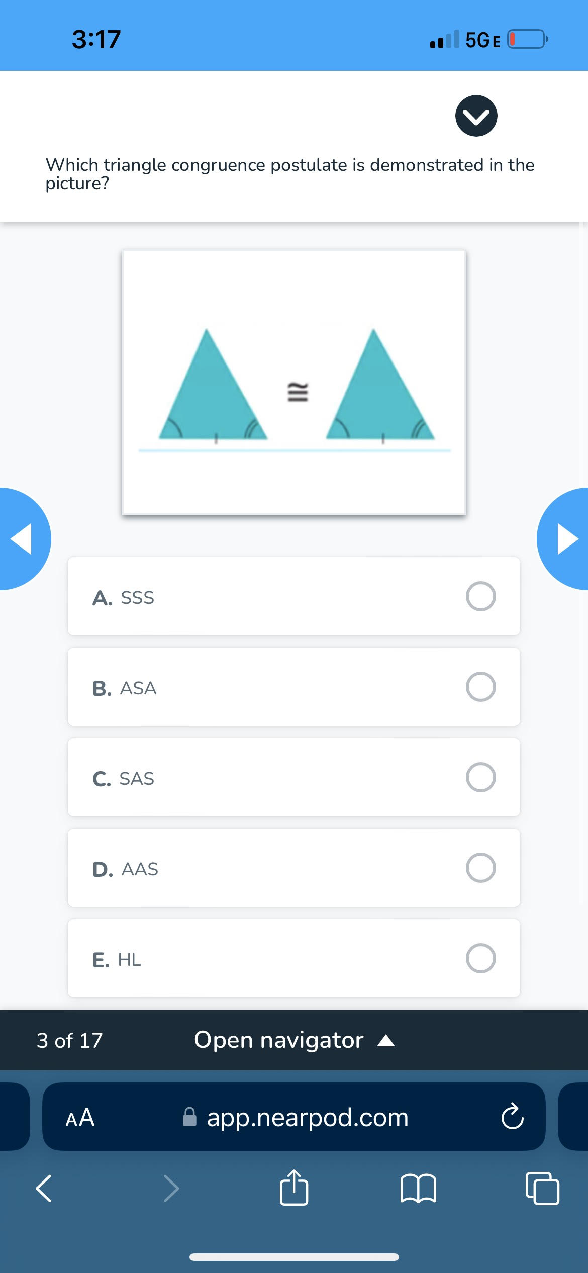 statement, which of the following is true? (choose only ONE) AABC ~