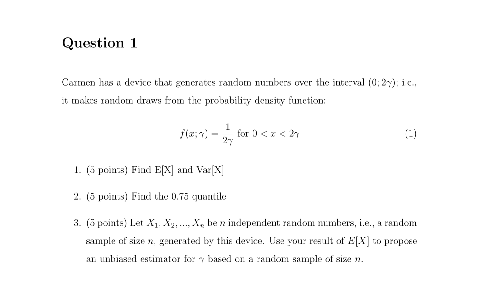please answer the questions Question 1 Carmen has a device that generates