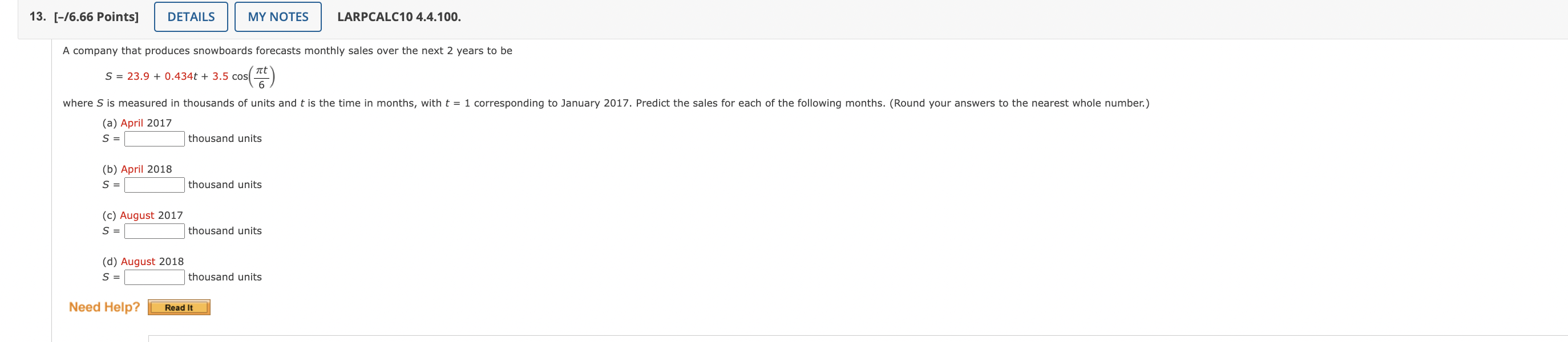 0 o1 on O m o Need Help? 'Submit Answer LARPCALC10 4.4.019.