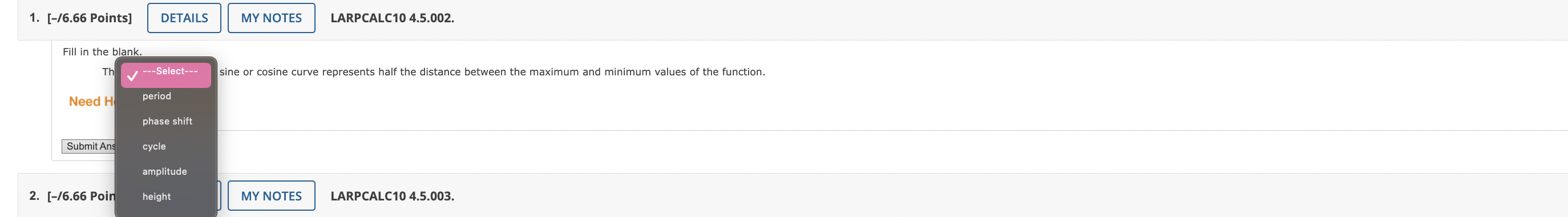 = csc 0 = sec 0 = cot 0 = Need Help?