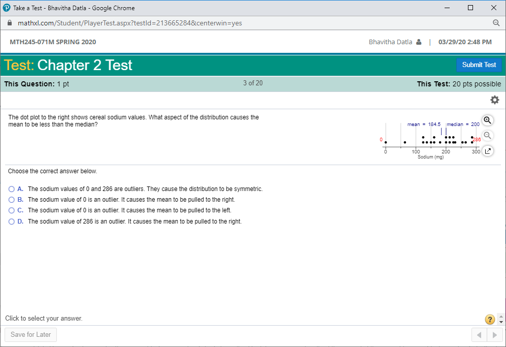 I need help with this question. Take a Test - Bhavitha Datla