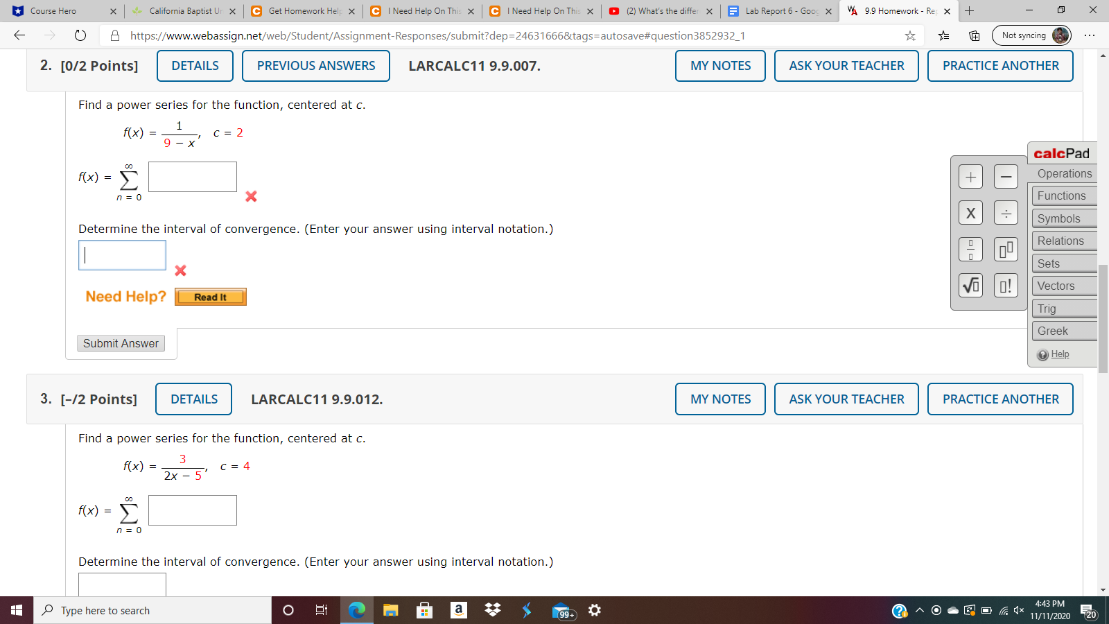 I need help for this calculus problem please.1&2 Course Hero * California