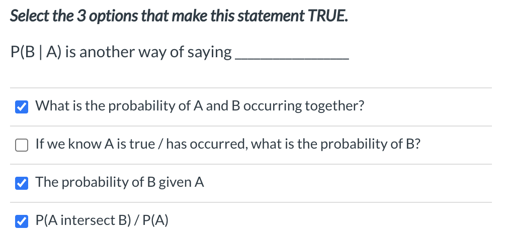 contain ONE element a of the sample space. (0) True 0 False