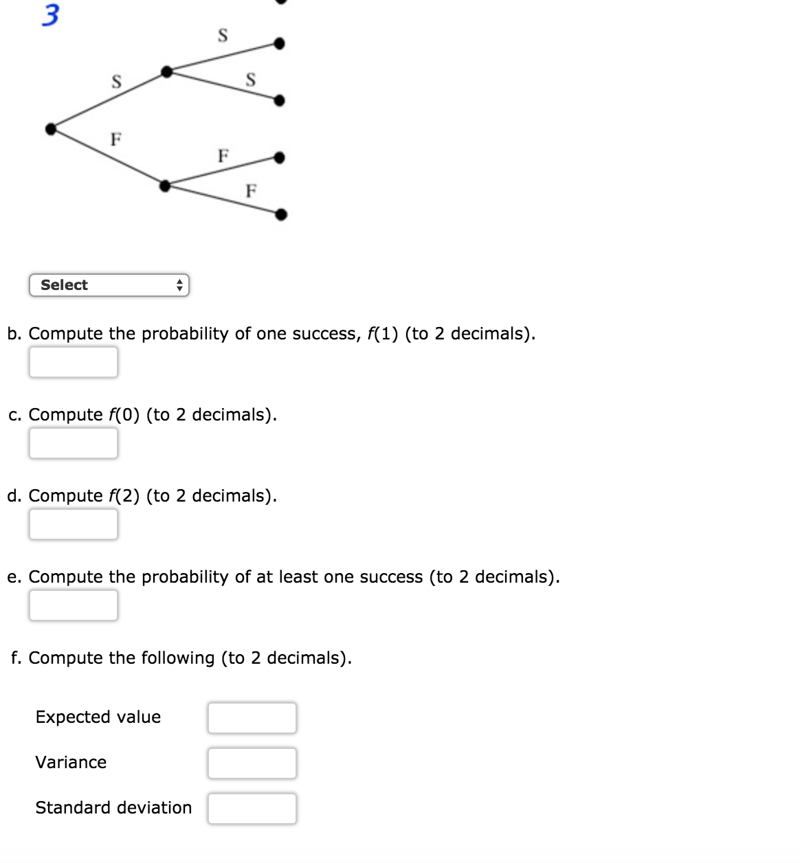 Which of the following tree diagrams accurately represents this binomial experiment? b.