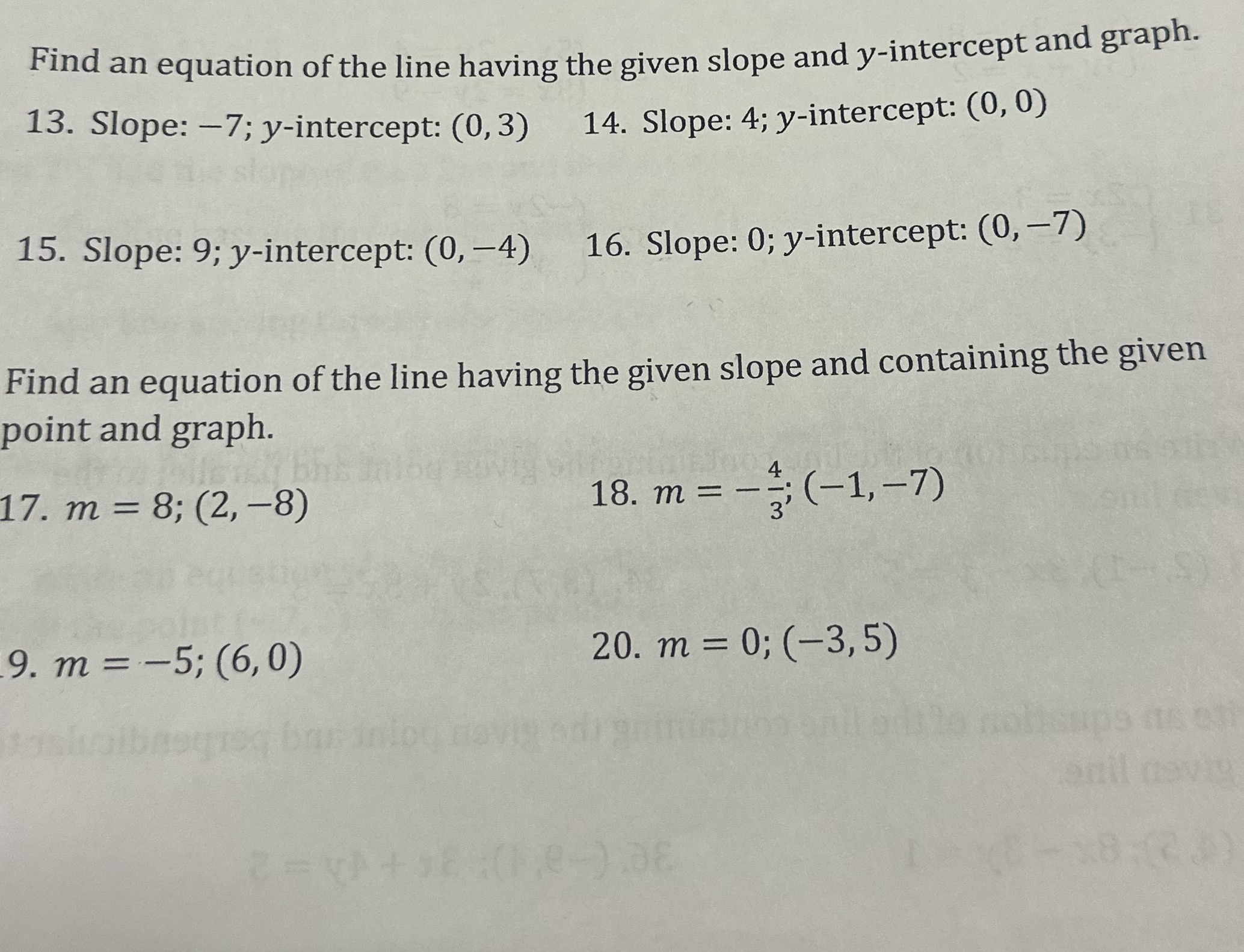 Please help me solve these problems. Thanks Find an equation of the