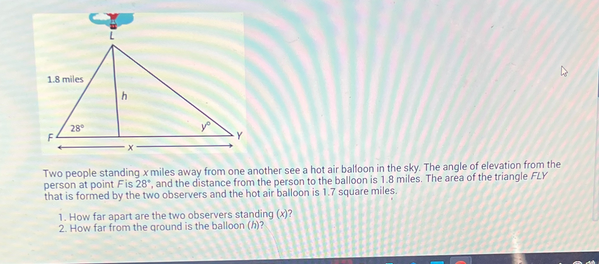 using the information provided how far apart are the two observers standing(x)?How