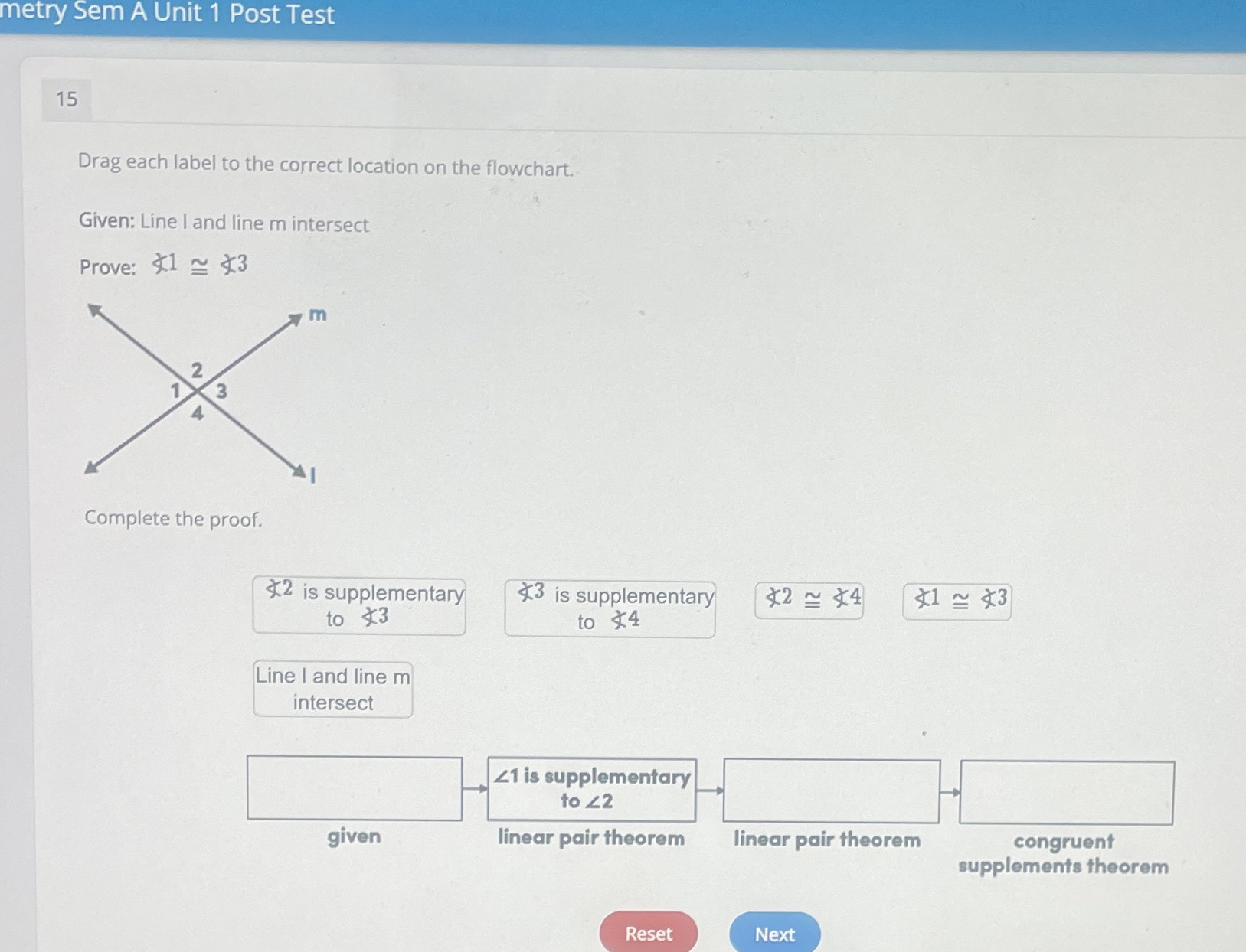  metry Sem A Unit 1 Post Test 15 Drag each label