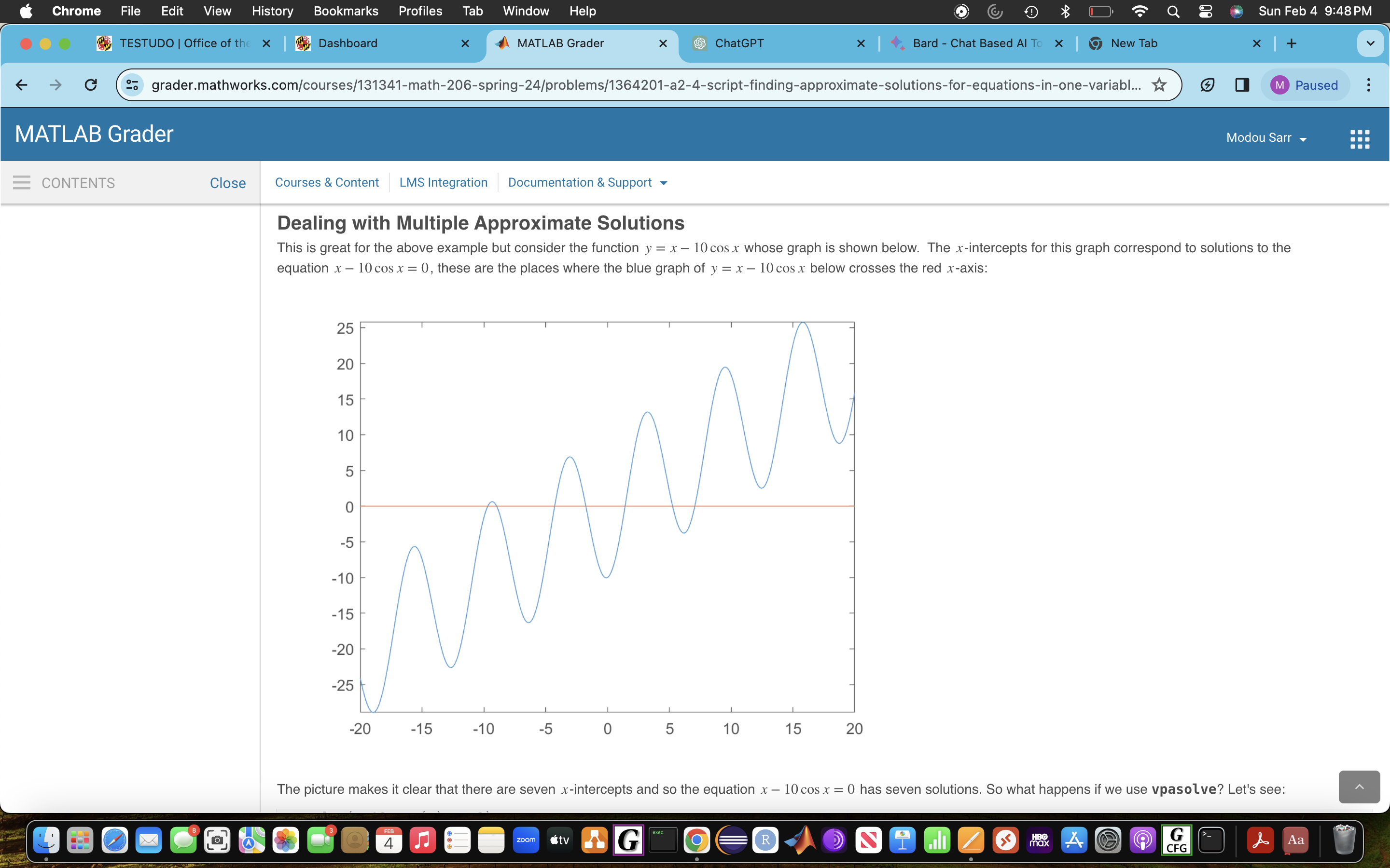 x Dashboard X A MATLAB Grader X ChatGPT x Bard - Chat