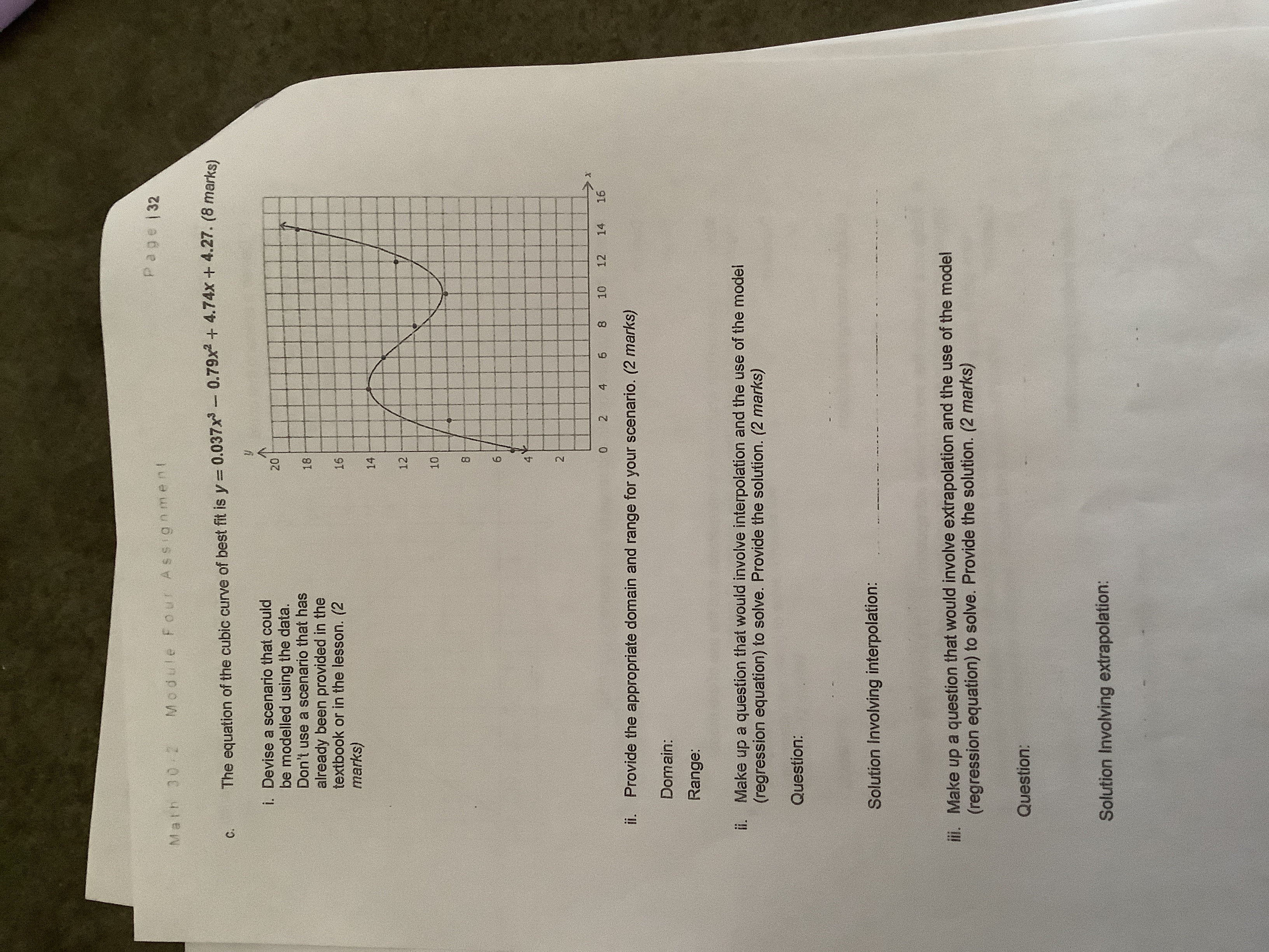 and the line or curve of best fit. (8 marks) a. The