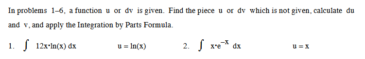 In problems 1-6, a function u or dy is given. Find