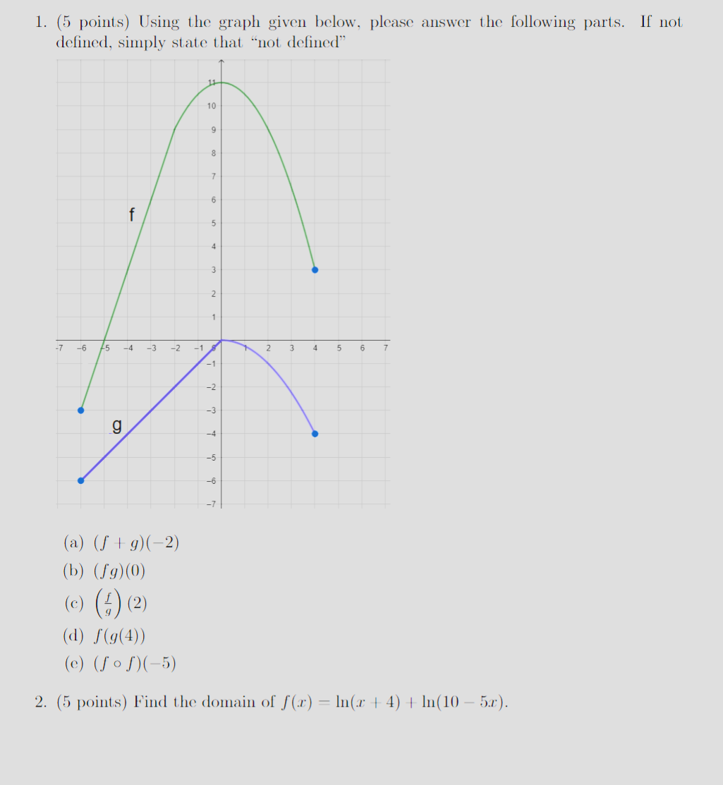 1. (5 points) Using the graph given below, please answer the