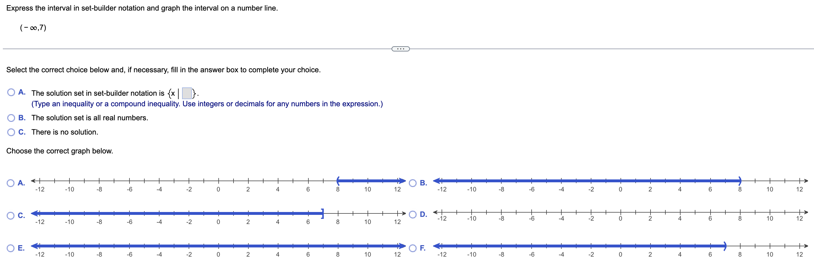  Express the interval in set-builder notation and graph the interval on