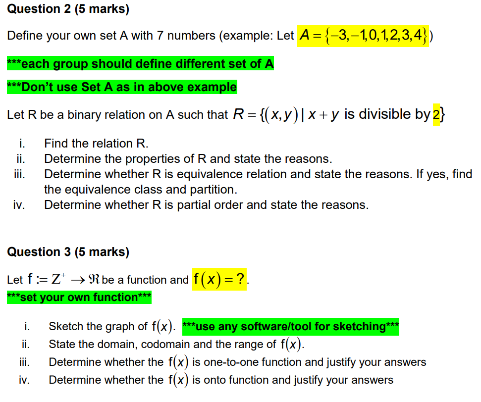 clear handwritten.Course: Discrete Mathematics Question 1 (15 marks) i. Explain the relationship