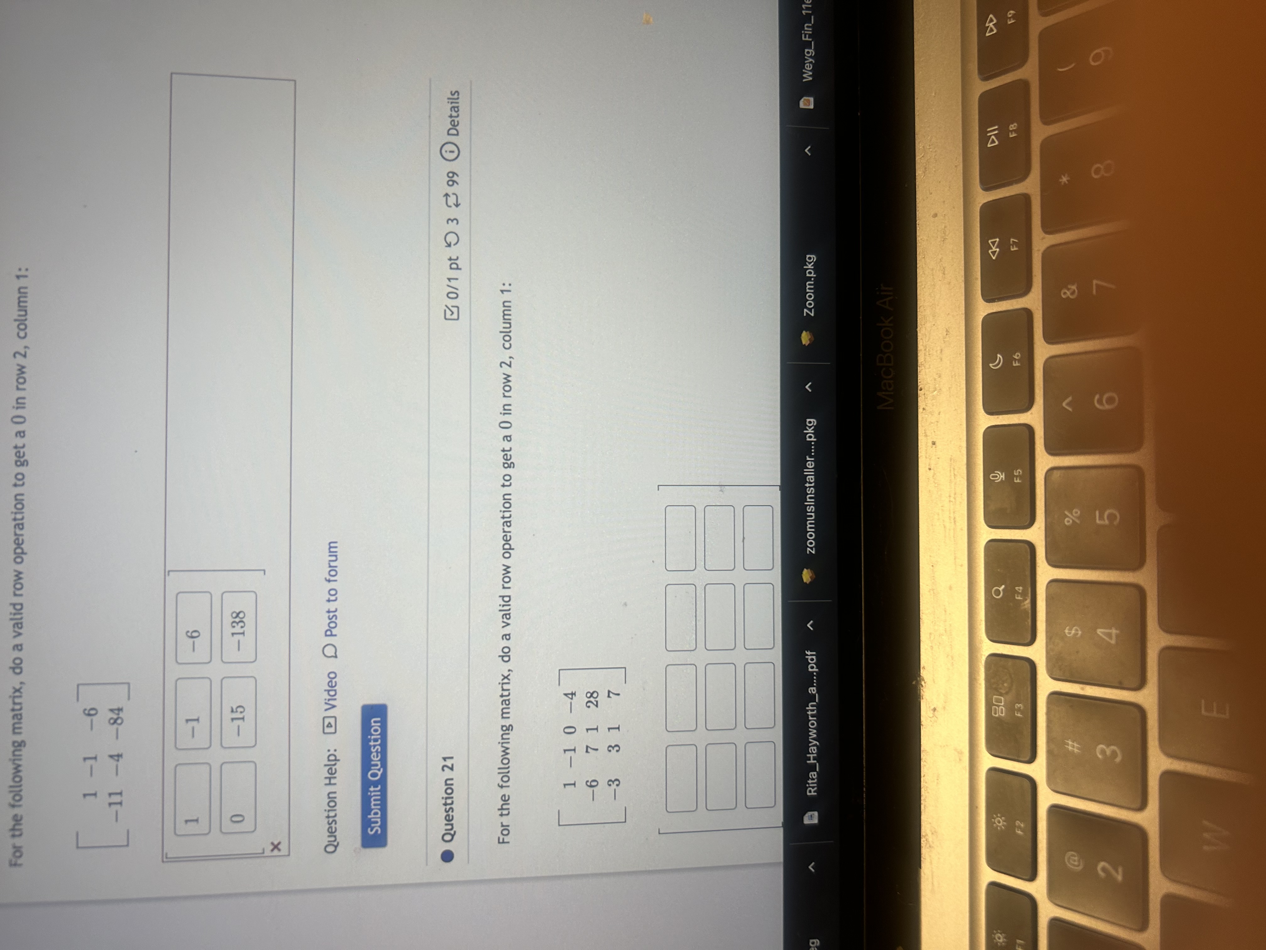I would I do the matrix for these two problems For the