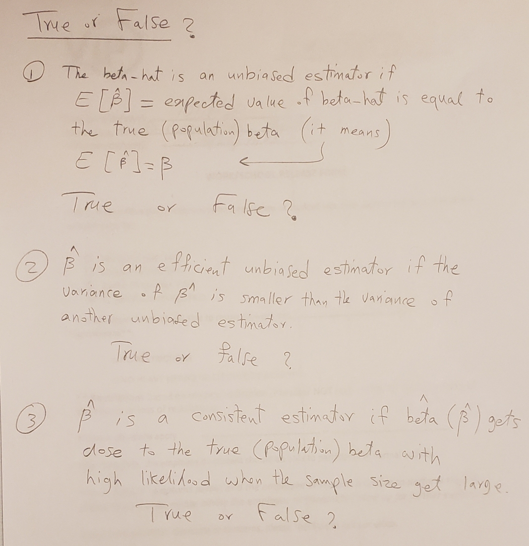 True or False True or False ? D The beta- hat is