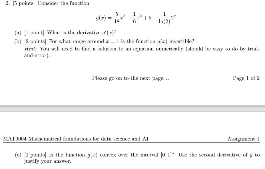  2. [5 points] Consider the function ; Lo 5 3 1