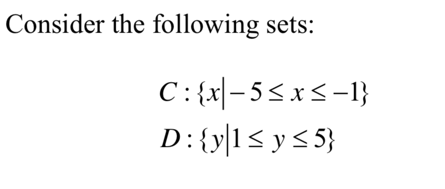 Are sets C and D disjoint or intersecting sets? Use words or