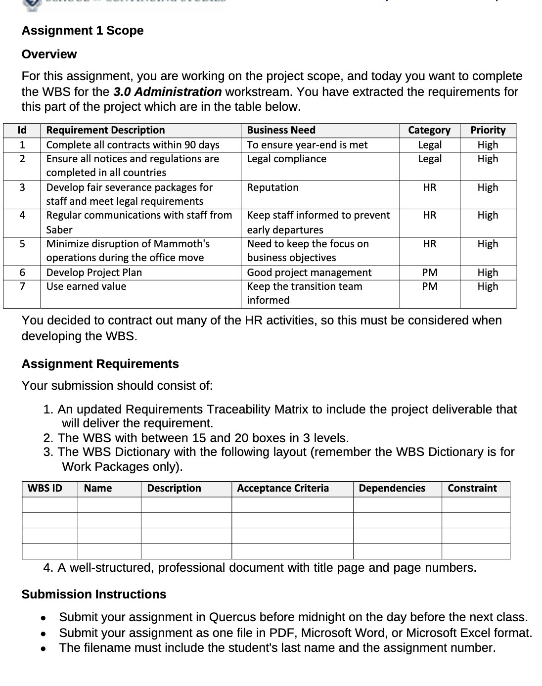 Assignment 1 Scope Overview For this assignment, you are working on