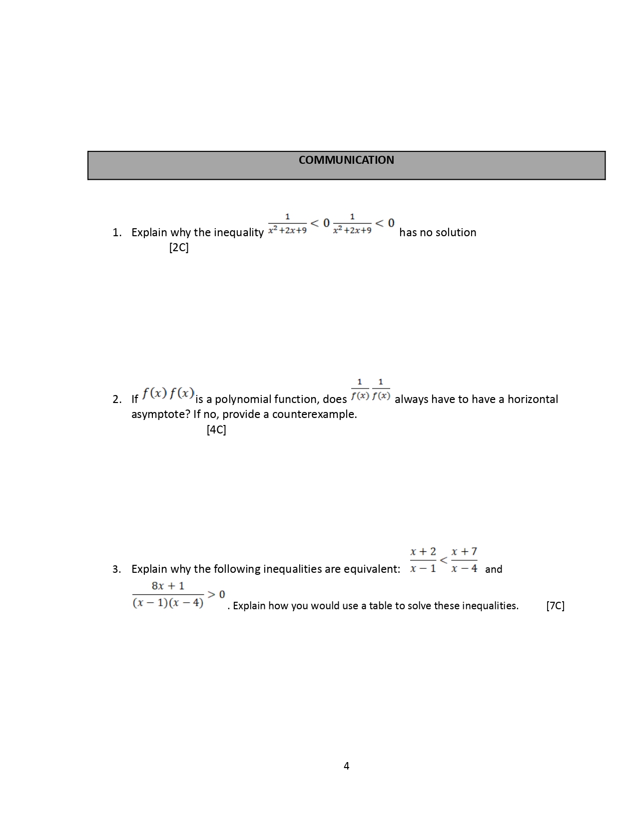 3 10 (b) f(x) = x+3 (c) x +7 2. Identify any