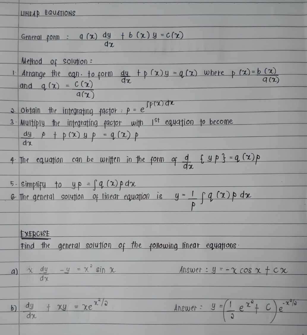 Solve question a and b LINEAR EQUATIONS General form : 9 (