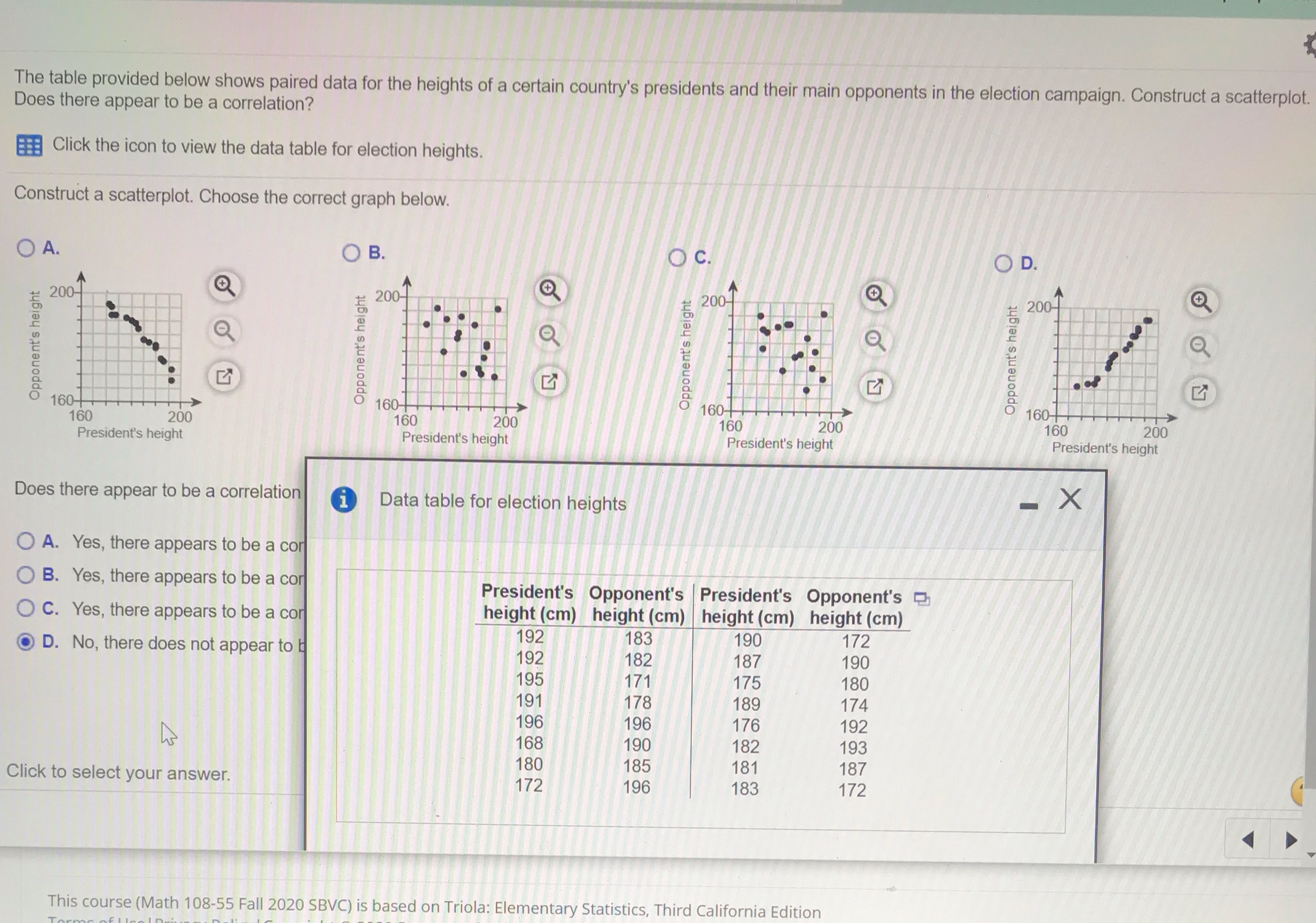 Help me pls The table provided below shows paired data for the