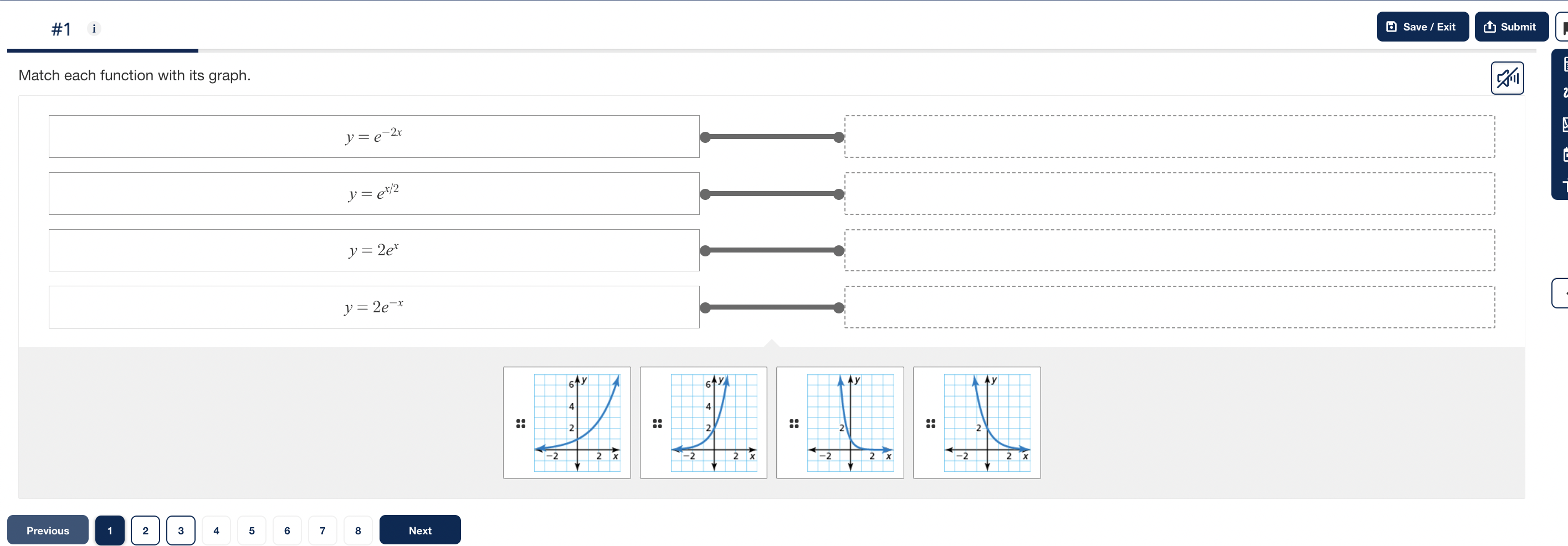 I JUST NEED ANSWER #1 i Match each function with its graph.
