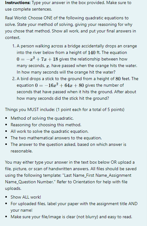  Instructions: Type your answer in the box provided. Make sure to