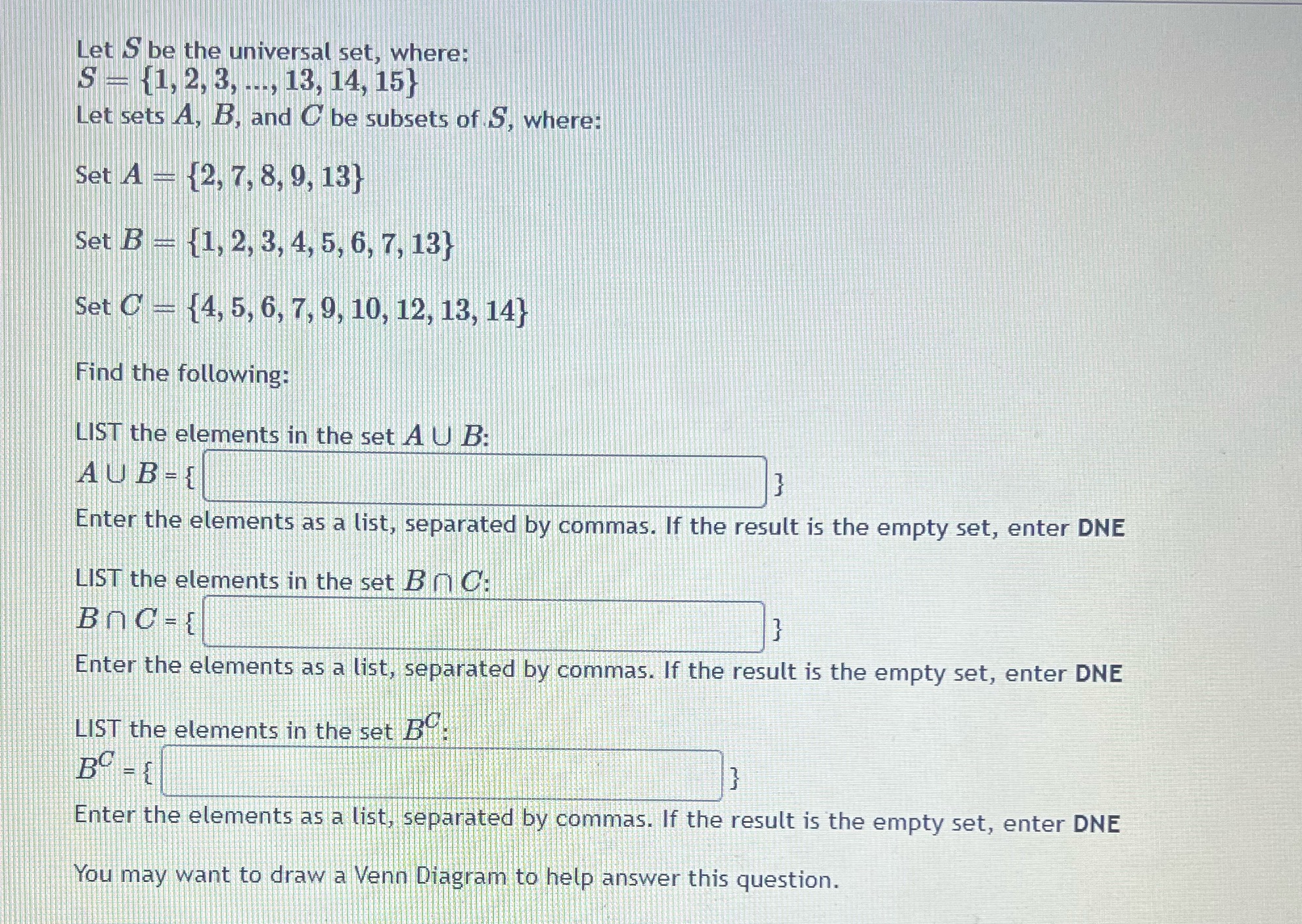 I need help learning confused Let S be the universal set, where: