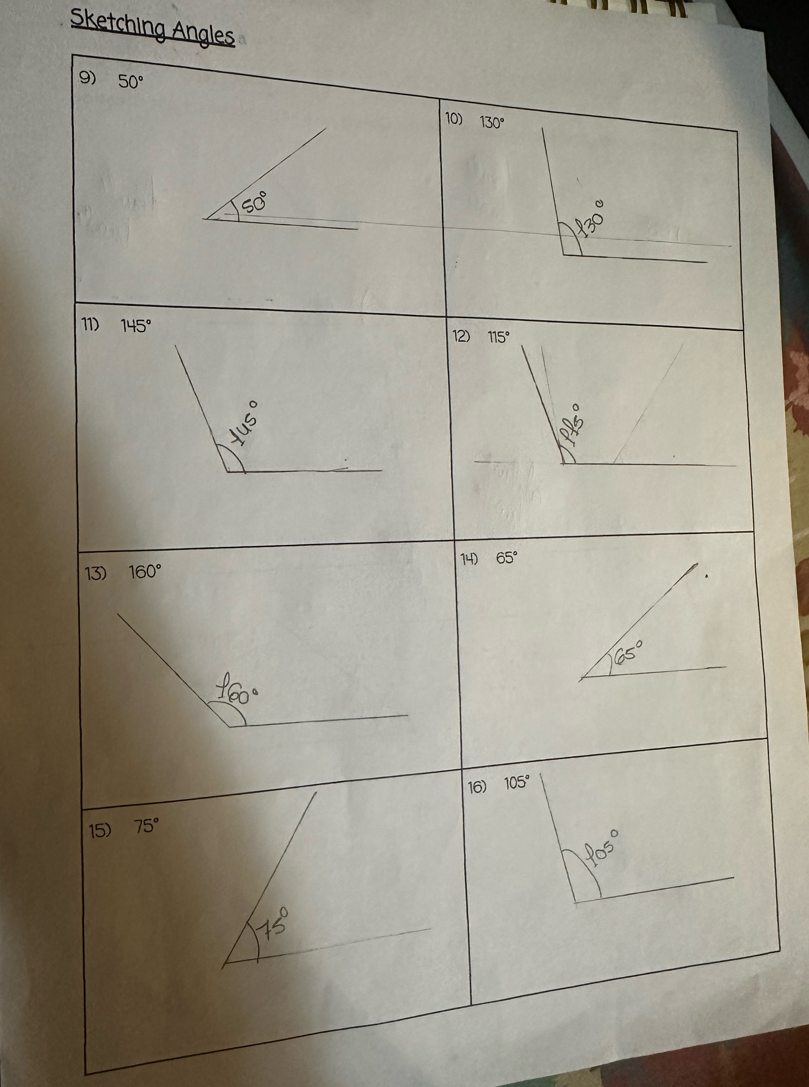 Measuring and sketching angles .Classify each angles as acute ,right or obtuse