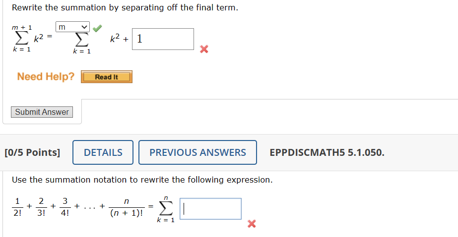  Rewrite the summation by separating off the final term. m+ 1