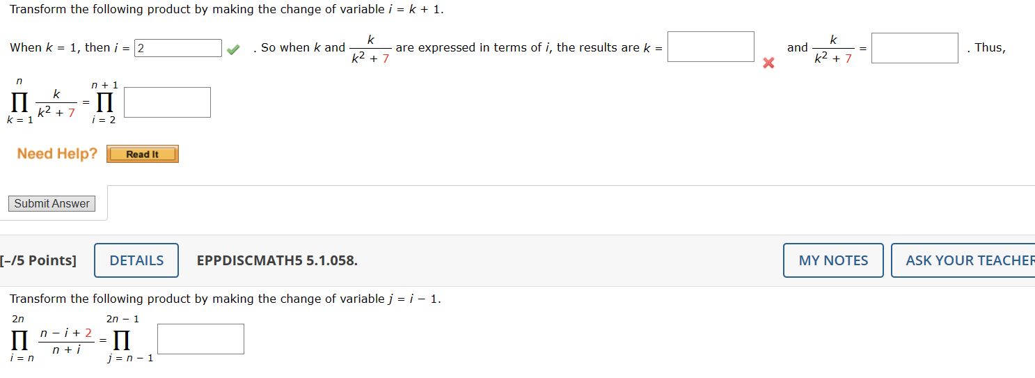 m V 12 = + K = 1 K=1 X Need Help?