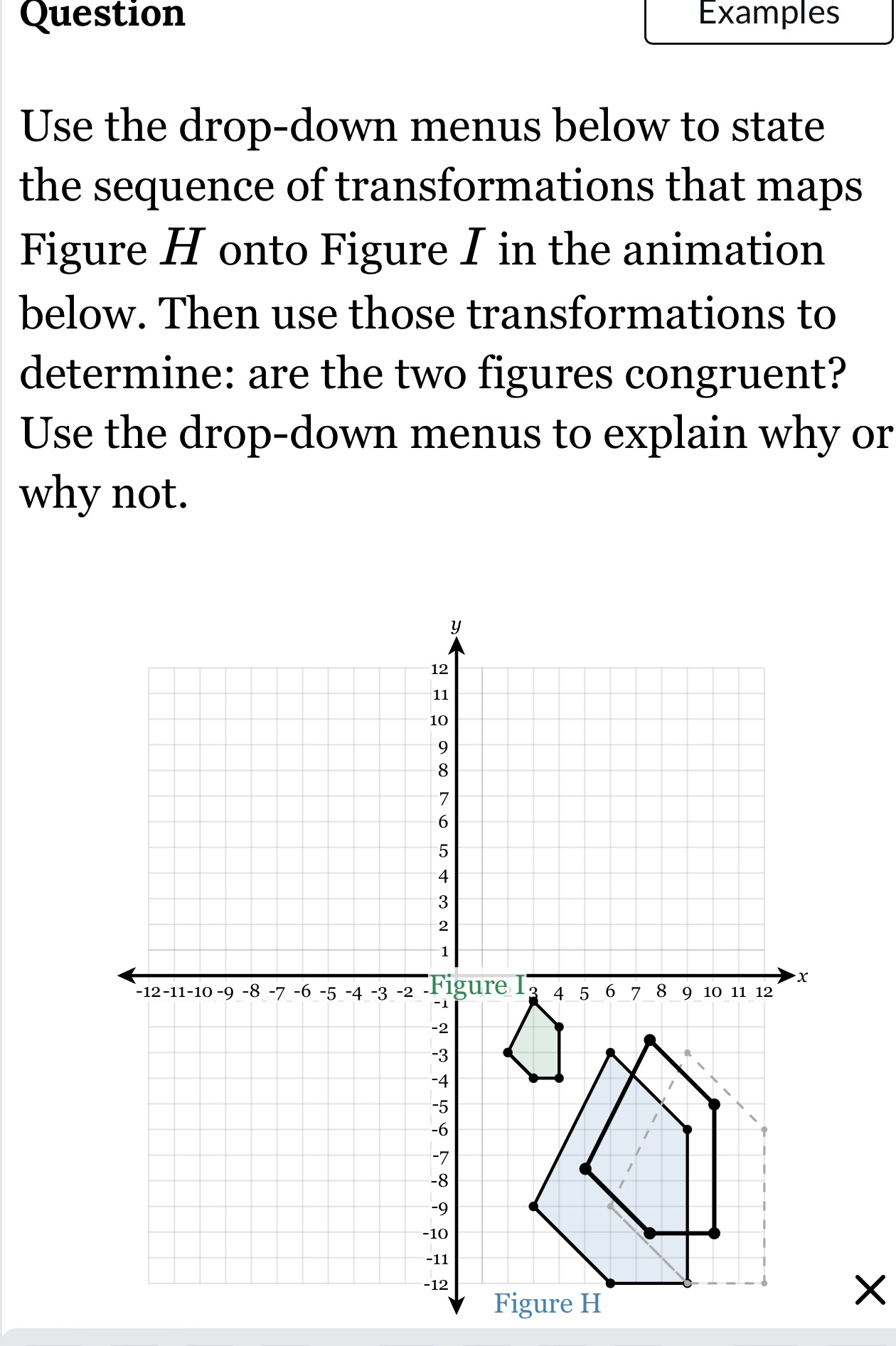  Question Examples Use the drop-down menus below to state the sequence