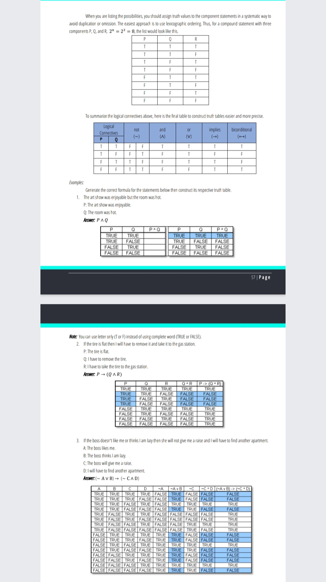 course, the student should be able to: . know the situations in