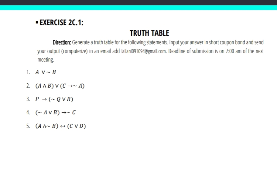 if two given statements are equivalent using truth tables; and . construct