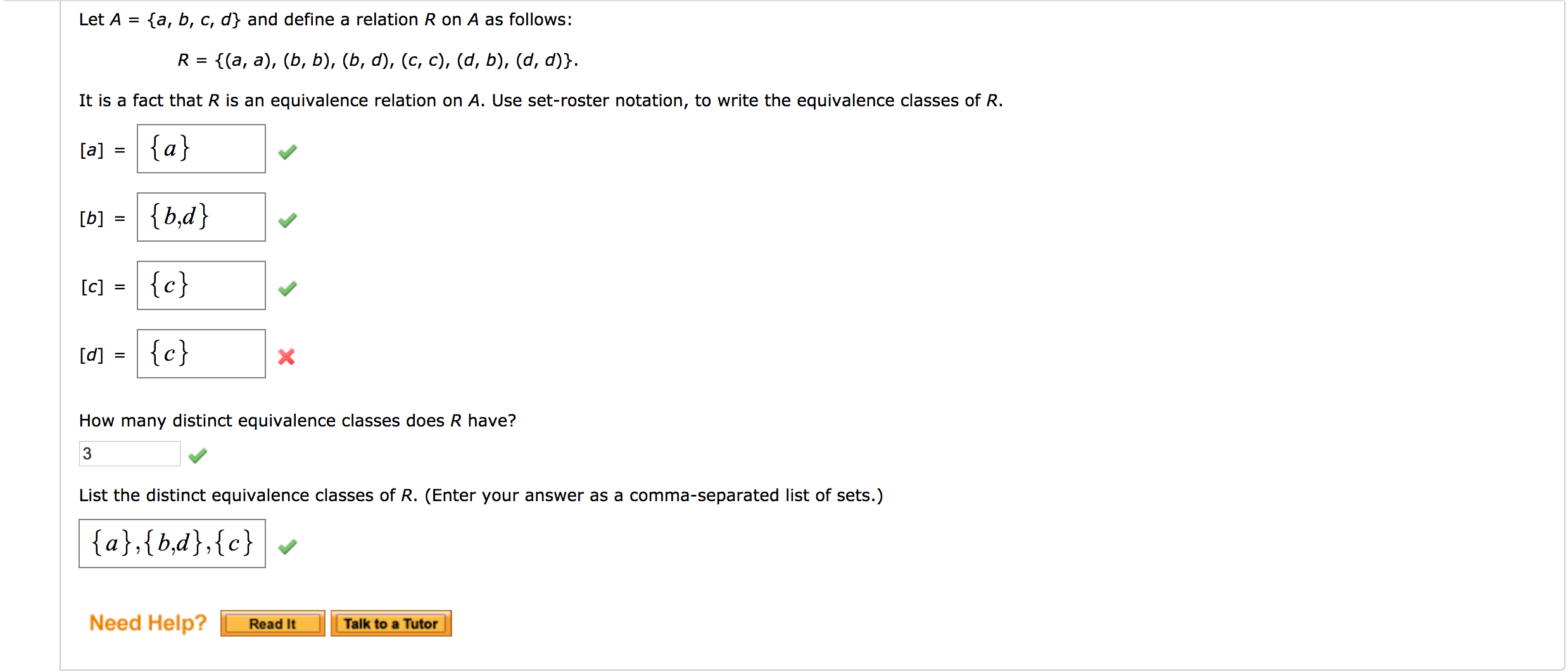  Let A = {a, b, c, d} and define a relation