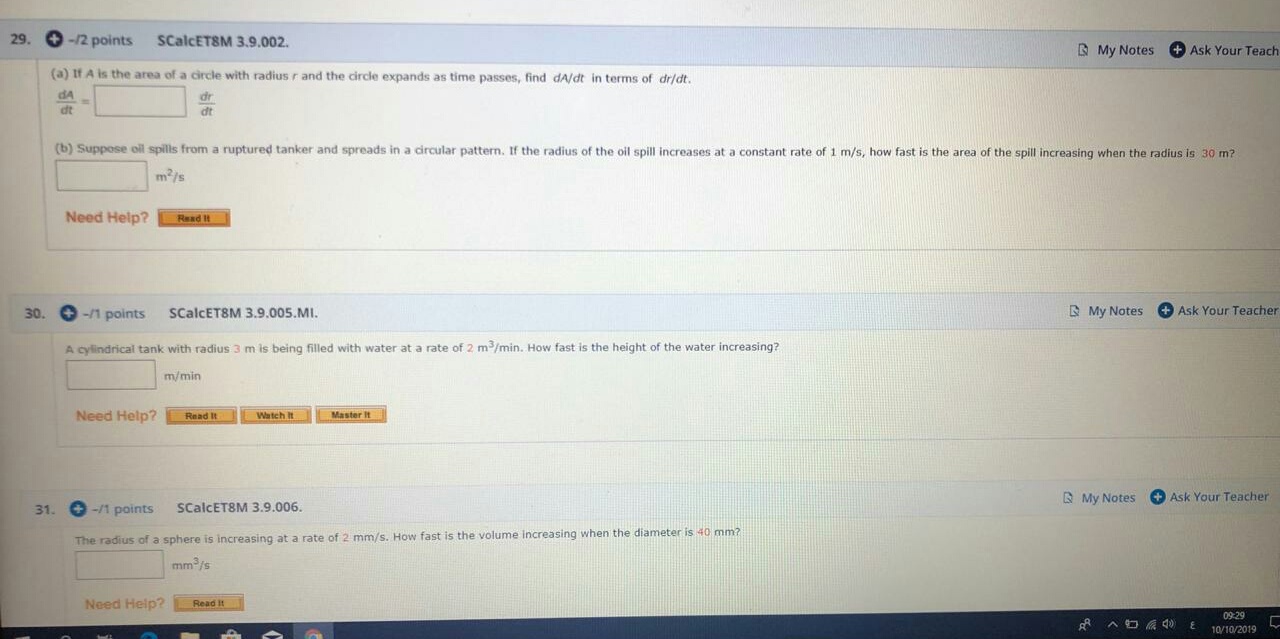 please,solve 29. + -/2 points SCalcETSM 3.9.002. My Notes + Ask Your