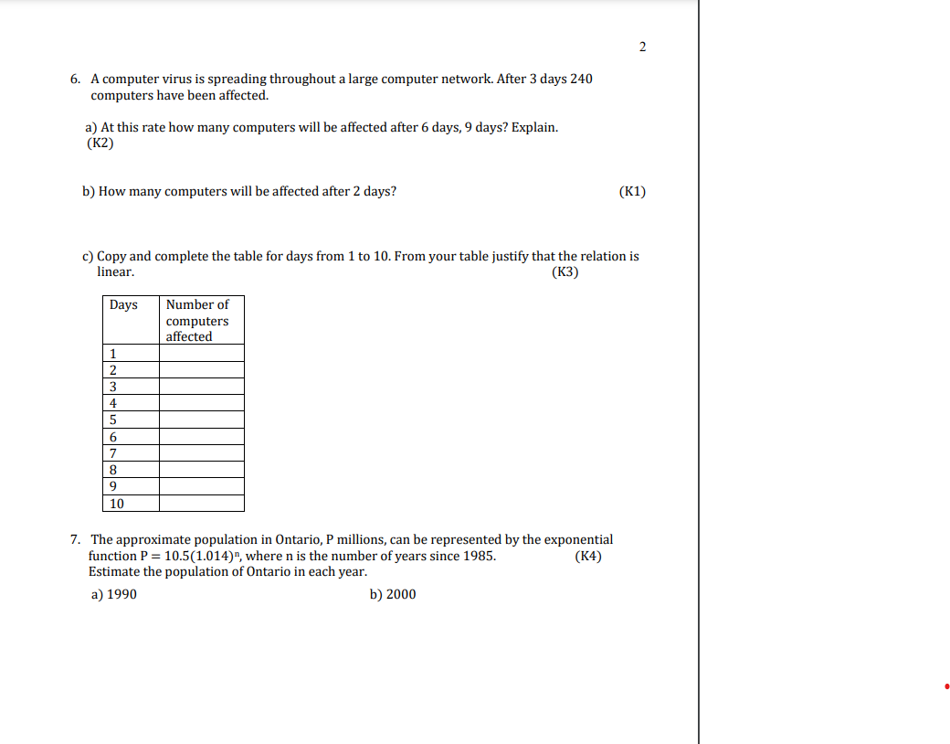 (K1) A linear model B quadratic model C exponential model D no