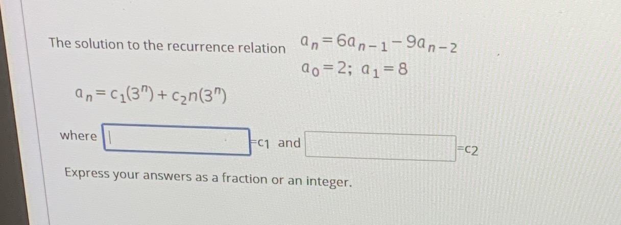  The solution to the recurrence relation an=60n-1-90n-2 do = 2; 01=