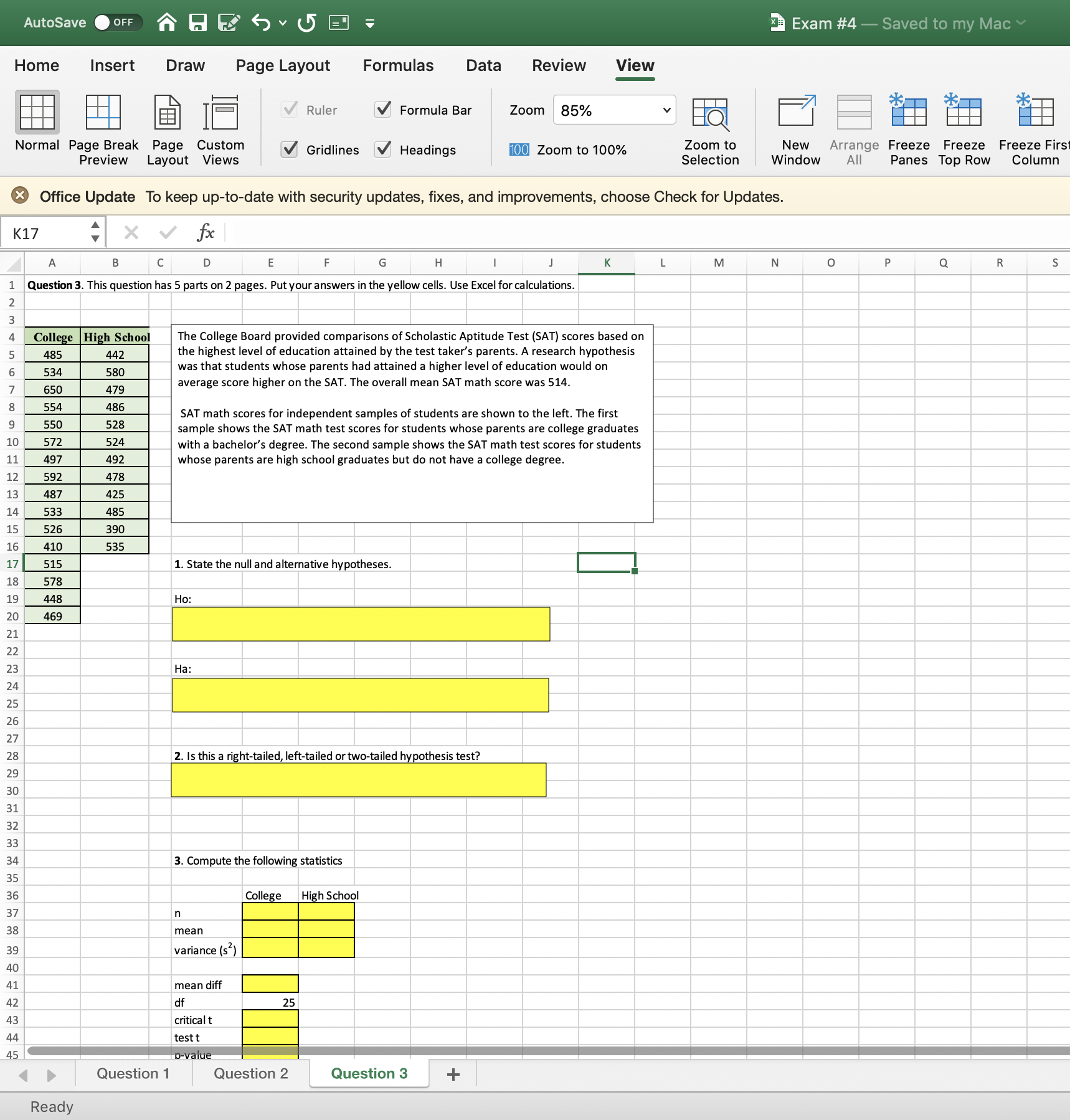 Hey, please solve these problems for me, but please SHOW THE EXCEL