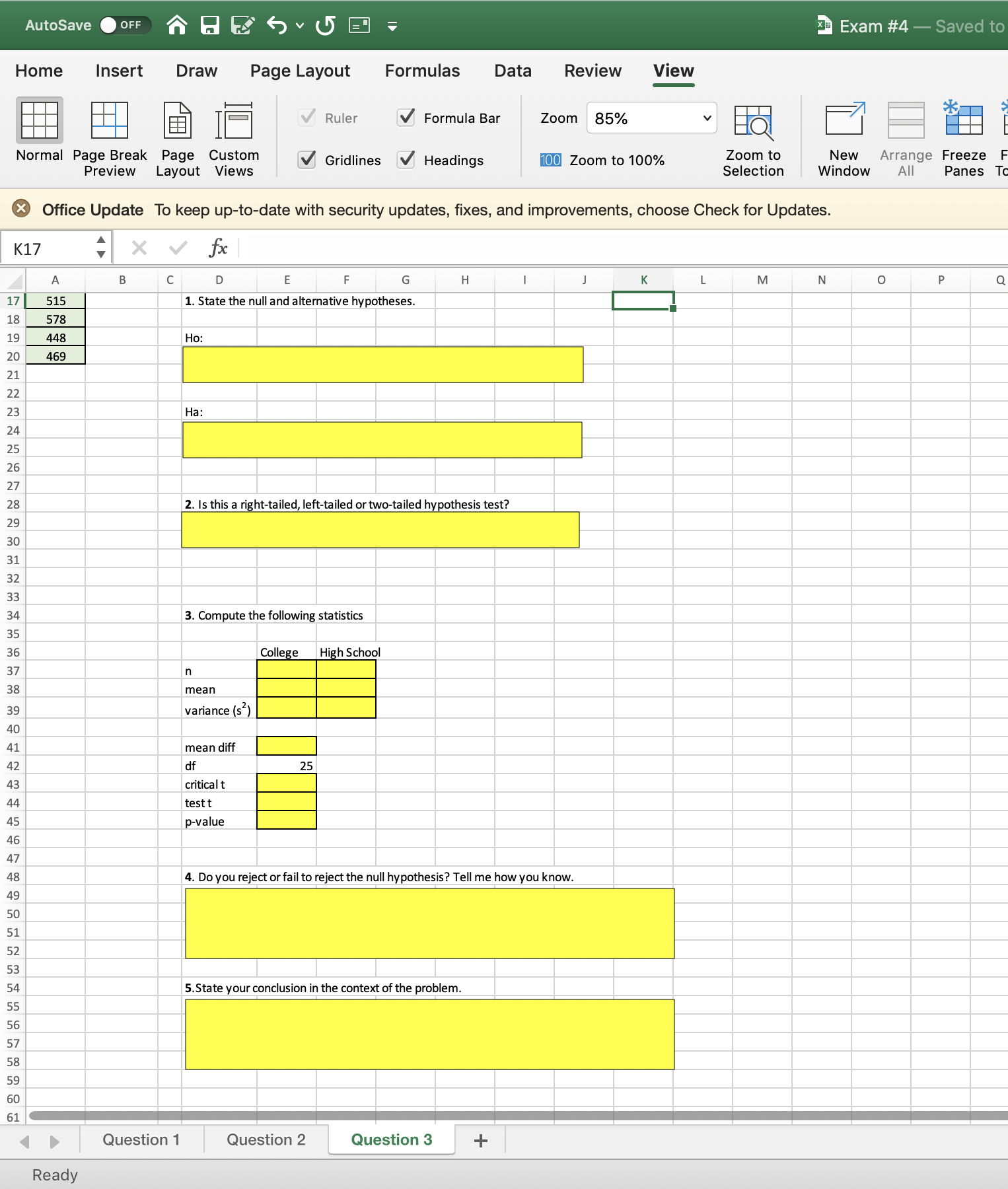 FORMULAS so I can enter them in mnaually showing how I got
