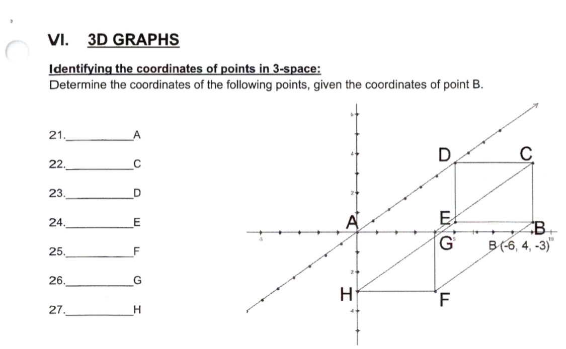 How do I find the coordinates? VI. 3D GRAPHS Identifying the coordinates