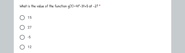 {0,1,2,3} and B={-2,-1,0,1,2}. Is {(0,1),(1,-2), (2,0),(3,2)} represent function from A to B?*