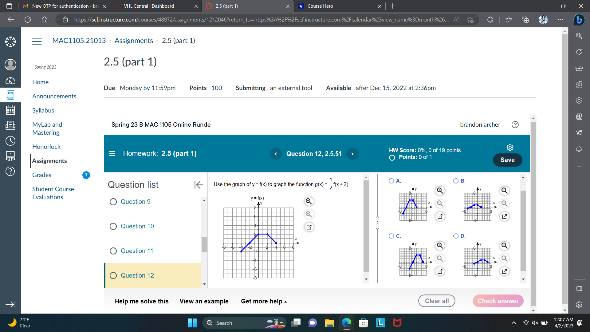 Question 1 X O Question 2 O C. OD. O Question 3