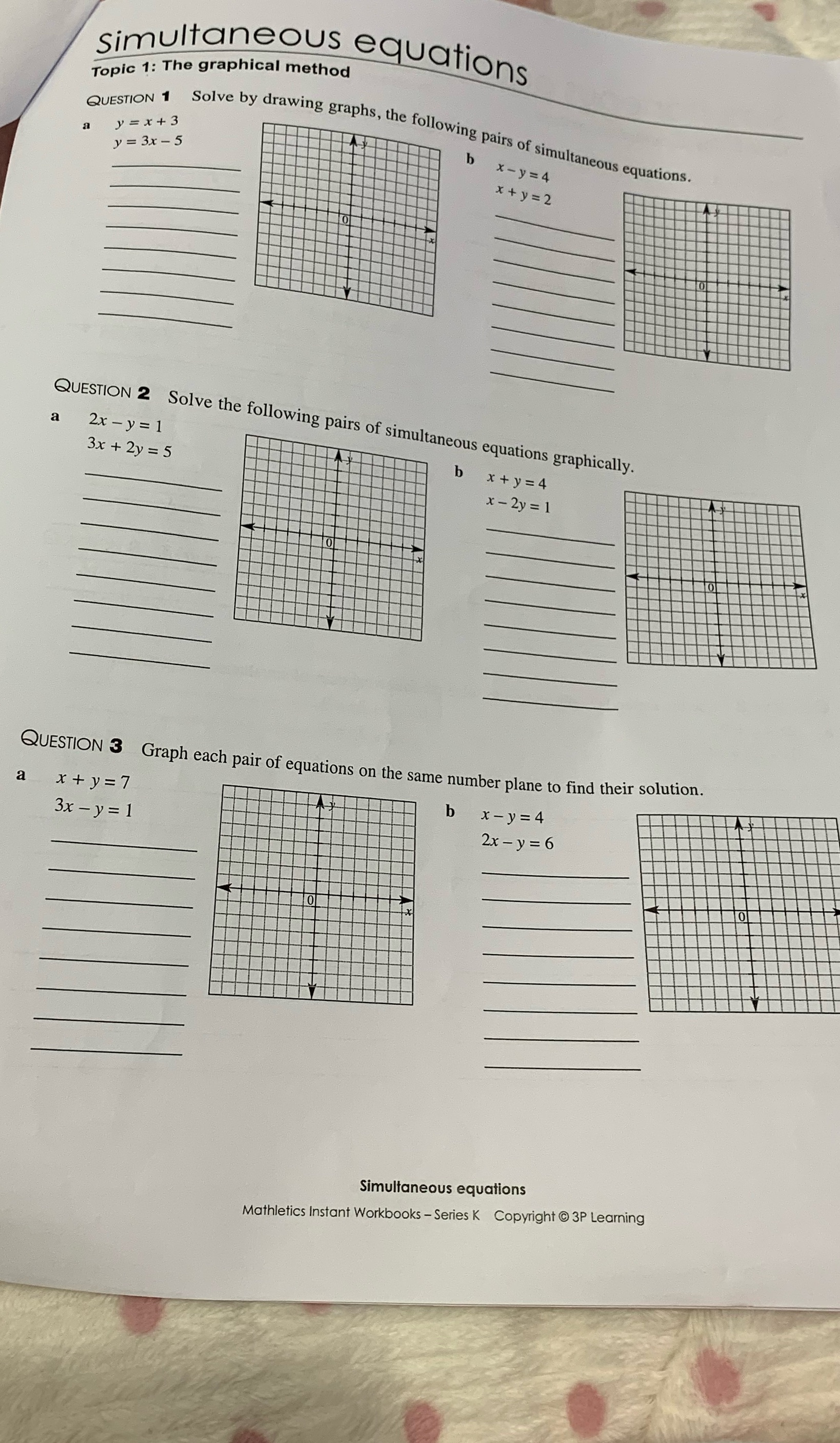  Simultaneous equations Topic 1: The graphical method a y = x+3