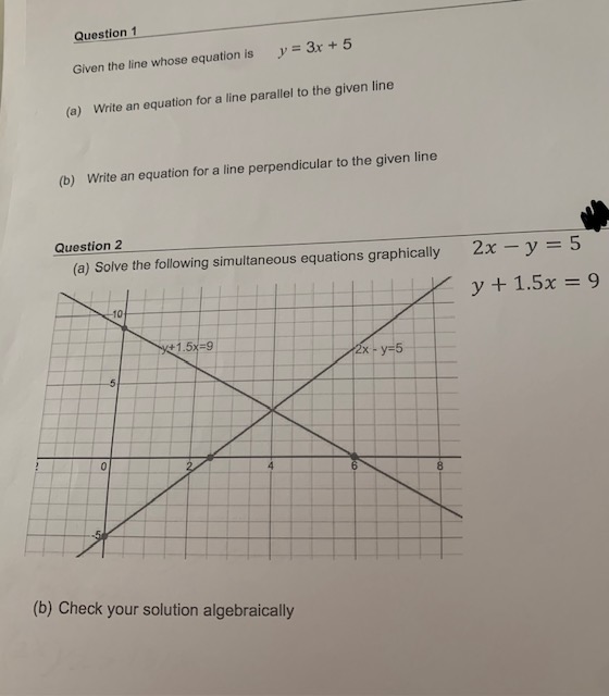  Question 1 Given the line whose equation is y = 3x