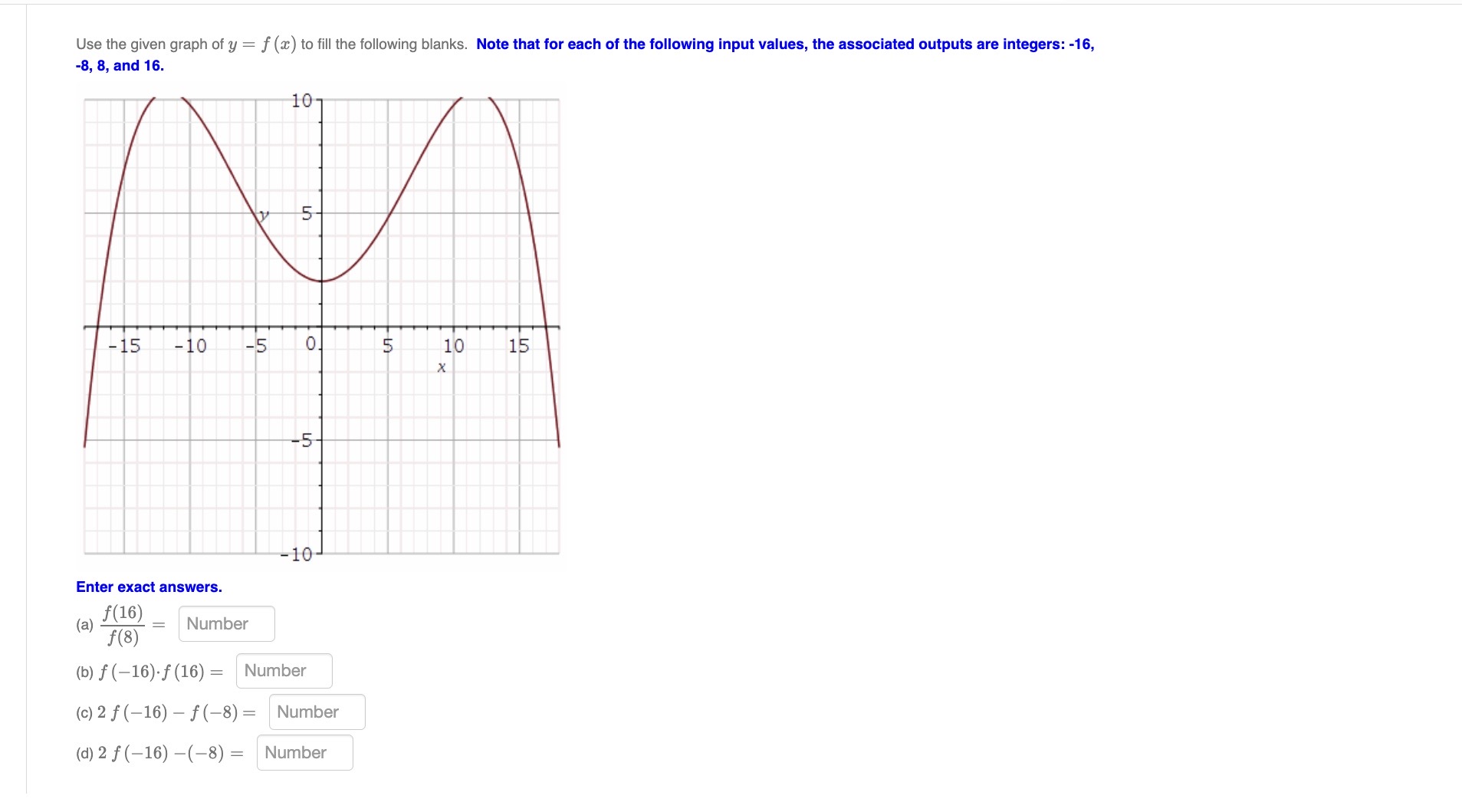 ) h( Number )= h(-2) given c * -2Use the given graph